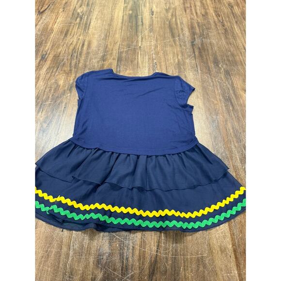 Kim & Cami Shirt, Cottage Core, Ruffles Rick Rack Dress Shirt Navy ,Med. - Picture 8 of 8